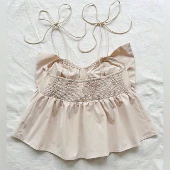 Women's Cream Bow Top Size Large - Picture 3 of 9